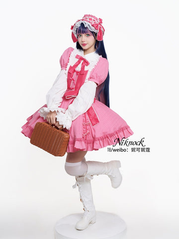 Garter stocking angel cos pink dress cosplay