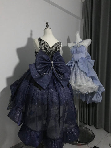 Moonlight gem trailing shiny big bow original lolita dress