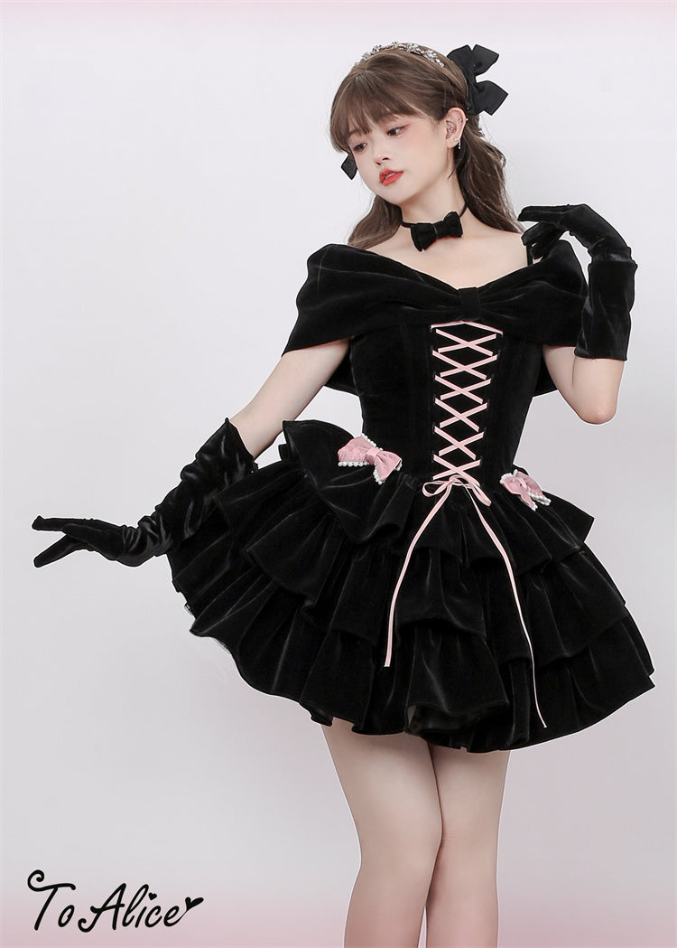 [Dear dolls] Lolita Velvet Octavo Vintage Three-Part Waist Dress