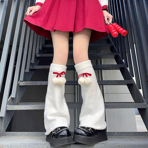 Japanese Lolita fur ball cute piles of stockings leg warmers