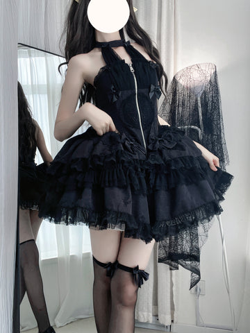 Black Butterfly Lolita Original Design Gothic Ballet Style Dress