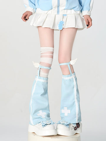 Subculture Y2K blue and white cross leg sleeves