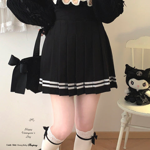 sleepingdoll Landmine Navy Style Pleated Uniform Suspender Skirt