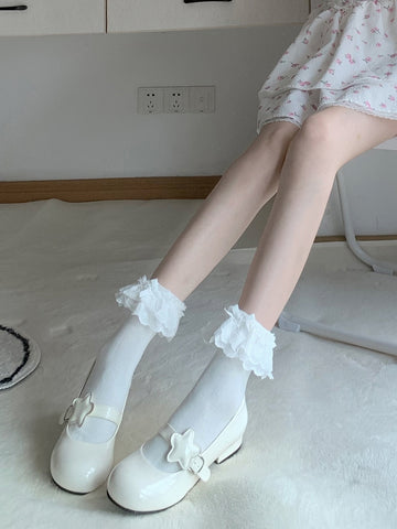 Bow rose lace lolita socks