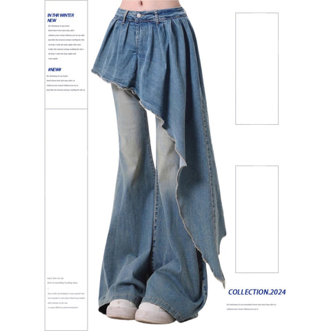 Spring bow-tie gray high-waist bootcut pants