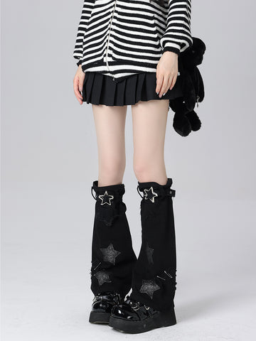 Y2K Hot Girl Japanese White Star Denim Leg Covers