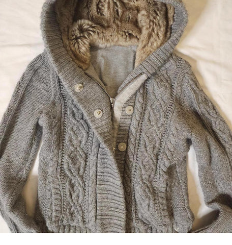 Original Grey Lambswool Hooded Cardigan