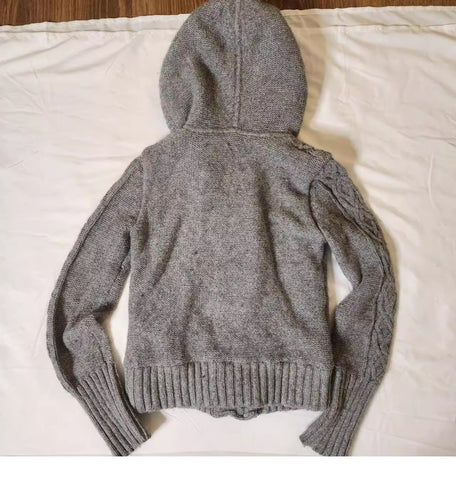 Original Grey Lambswool Hooded Cardigan