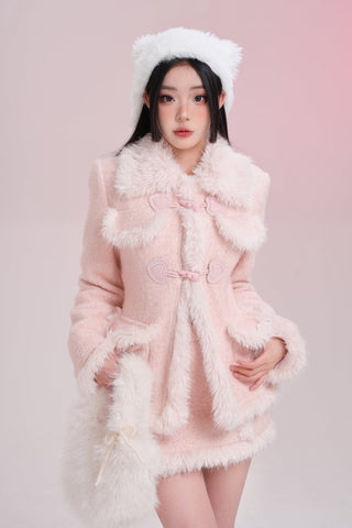 [Ambiguous atmosphere] Winter pink sweet tweed 2pcs set