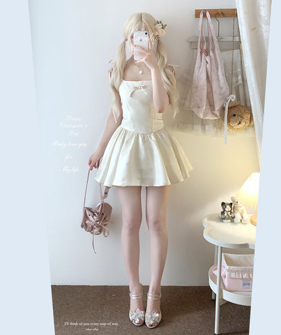 sleepingdoll French style bow waist suspender dress