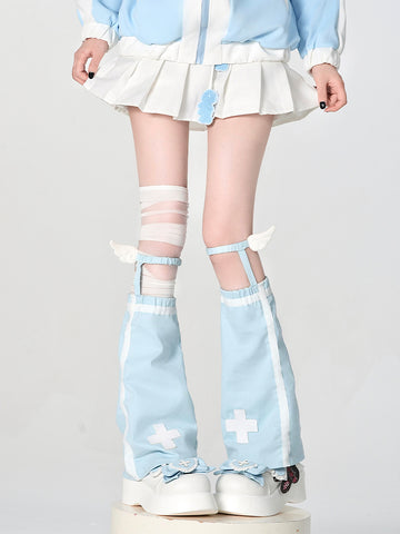 Subculture Y2K blue and white cross leg sleeves