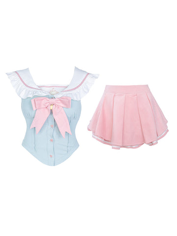 Serendipity Sundae Girl Blue Top + Pink Skirt