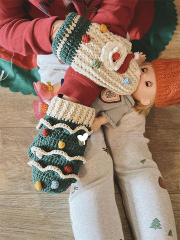 diy handmade wool knitting material bag christmas gloves