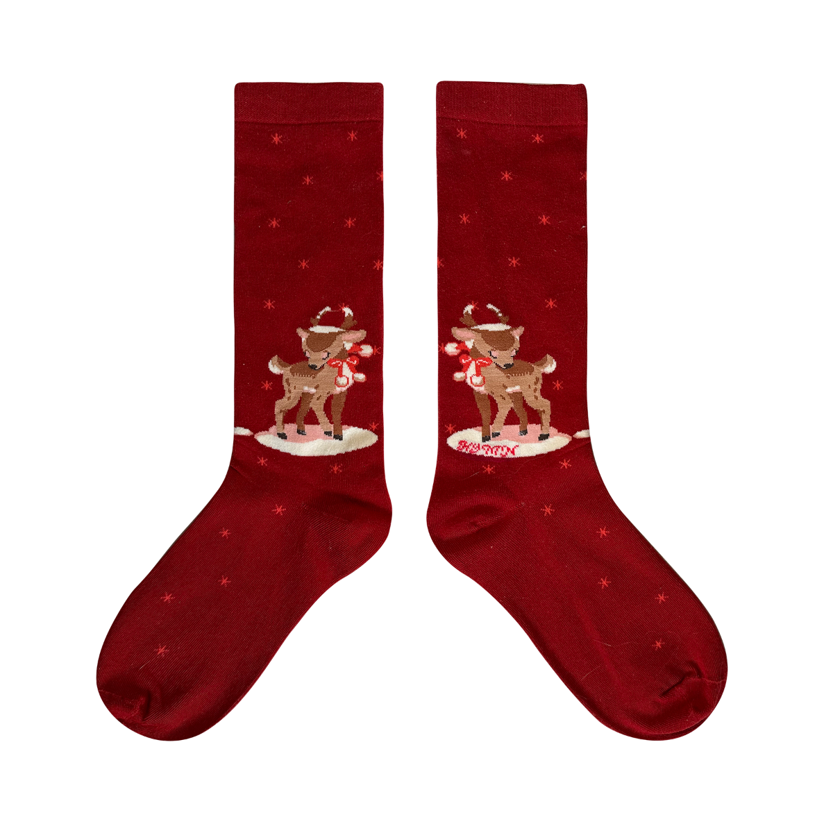 Christmas snow deer burgundy lolita cotton socks