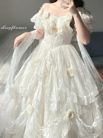 Dress Lolita long skirt elegant Lolita heavy work puffy princess skirt