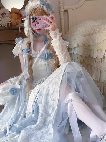 Blue wandering lolita skirt Lolita JSK dress