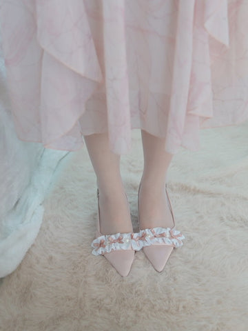 Gorgeous and elegant high heels bow pink girl daily high heels