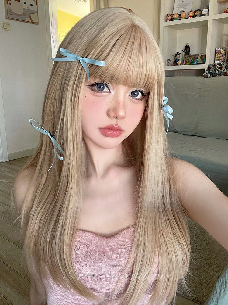 Long Straight Hair Cute Lolita Golden Japanese Wig - Jam Garden