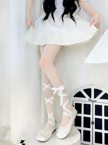 Ballet Style Lace Cross Strap Lolita Socks