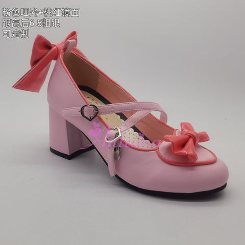 Cute and sweet Japanese Lolita cross-strap bow shoes