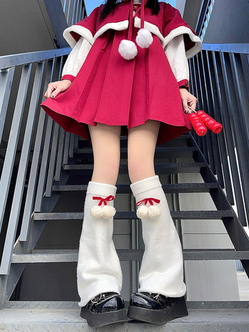 Japanese Lolita fur ball cute piles of stockings leg warmers
