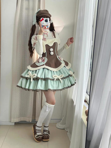 Autumn and Winter Christmas Dopamine Girl Contrast Color Dress Set