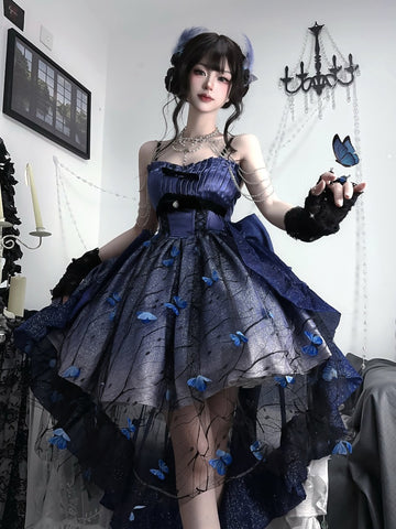 Moonlight gem trailing shiny big bow original lolita dress