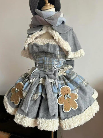 Sweet and cute Lolita patchwork plush cape