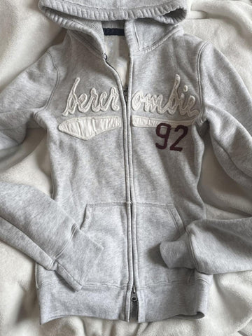 Original grey letter print hoodie