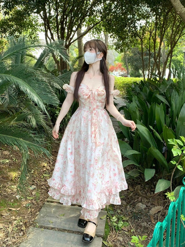 One shoulder chiffon floral dress