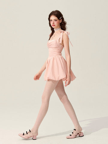 Dolly baby Pink Polka Dot Summer Design Suspender Dress