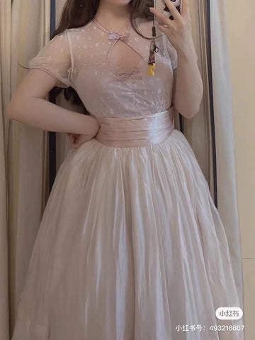 French elegant pure vintage tulle dress