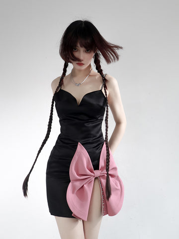 DamnGirl bow hottie cute black and pink skirt dress