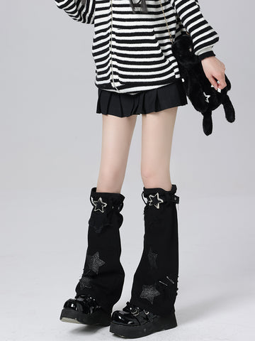 Y2K Hot Girl Japanese White Star Denim Leg Covers