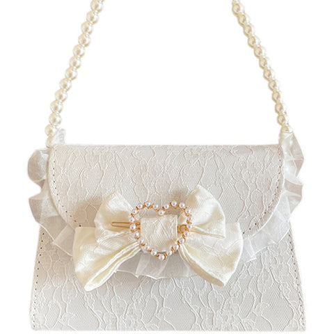 Original Handmade Lolita Lace Handbag Bowknot Pearl Messenger Bag Envelope Bag - Jam Garden