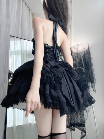 Black Butterfly Lolita Original Design Gothic Ballet Style Dress