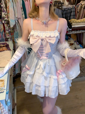 Pink and white soft girl cute fairy dress