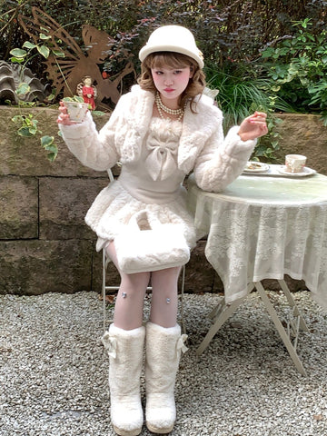 Winter Imitation Fur Elegant Suspender Skirt Small Coat