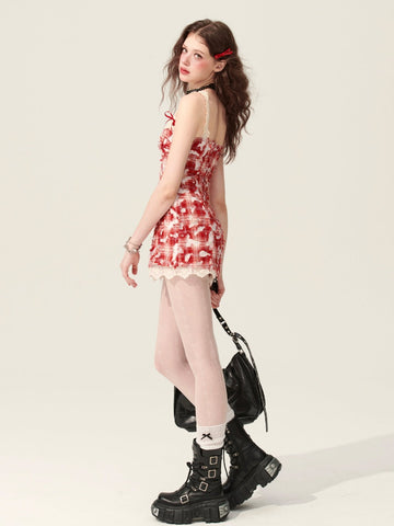 Dolly baby Red women's summer waist suspender skirt
