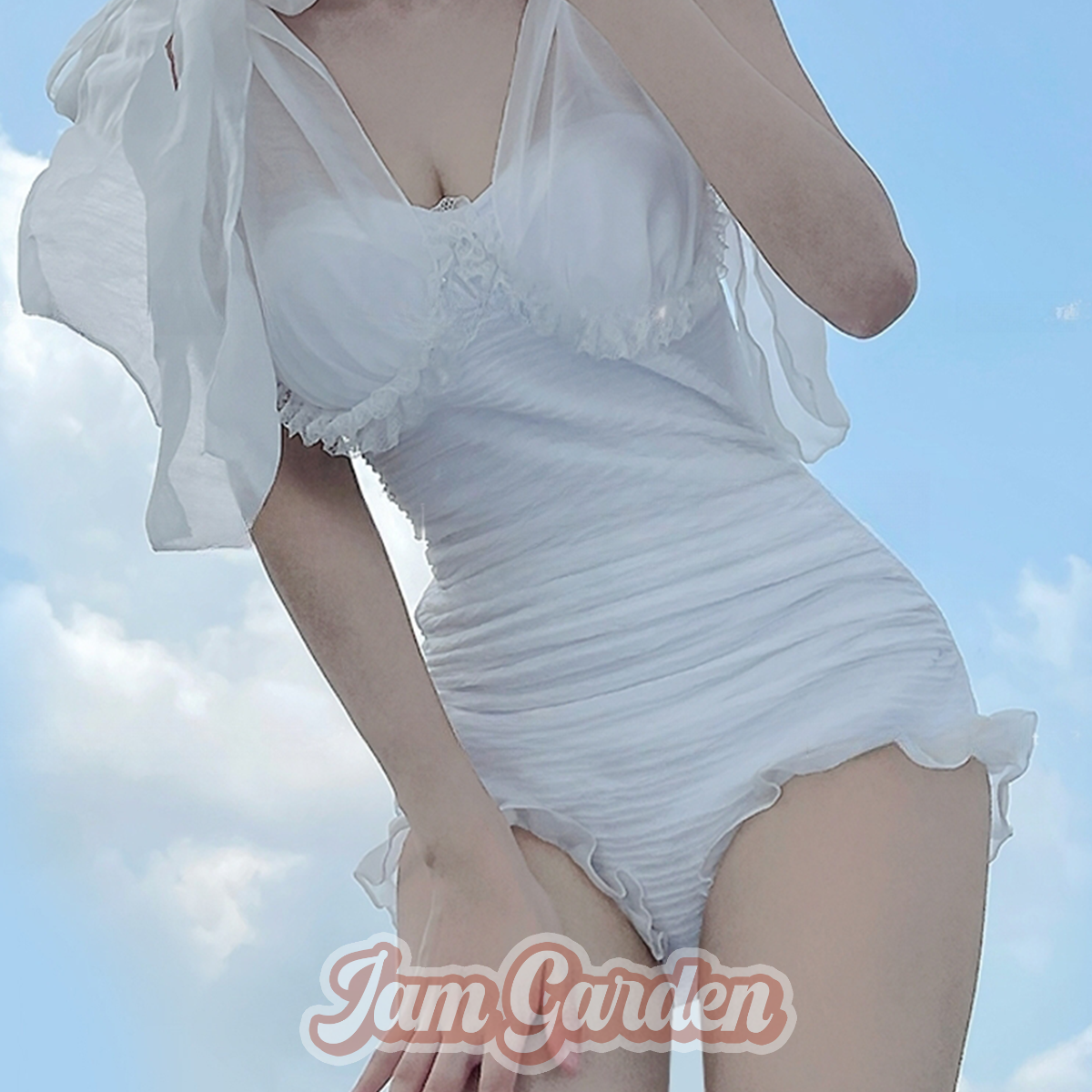 White Swan Ballet Elegant Gathered Underwire Girls One-Piece Swimsuit - Jam Garden