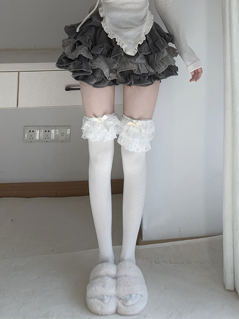 Lolita lace white jk knee socks