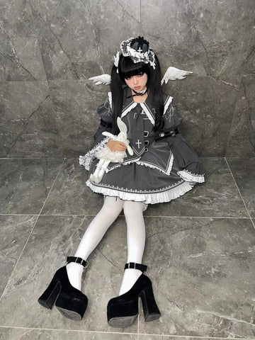 Autumn and winter gothic lolita lotus leaf collar suit