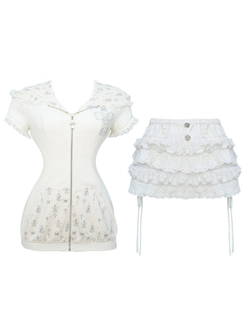 Sweet and spicy cross bunny short sleeves + cake skirt