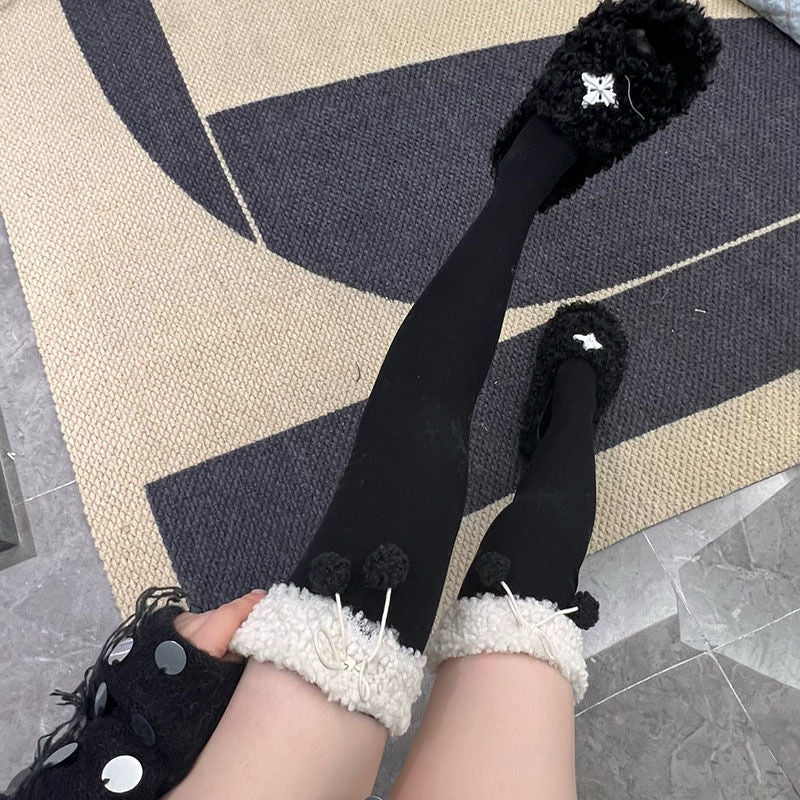 Japanese Cute Lamb Plush Jk Knee Stockings Warm Lolita Socks Thickened Knee Socks - Jam Garden