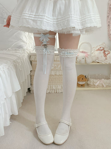 Roji Love Catcher Lolita Over-the-Knee Socks with Lace