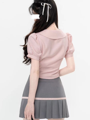 Sweetheart Hot Girl Skirt Suit Waist Shirt Suit