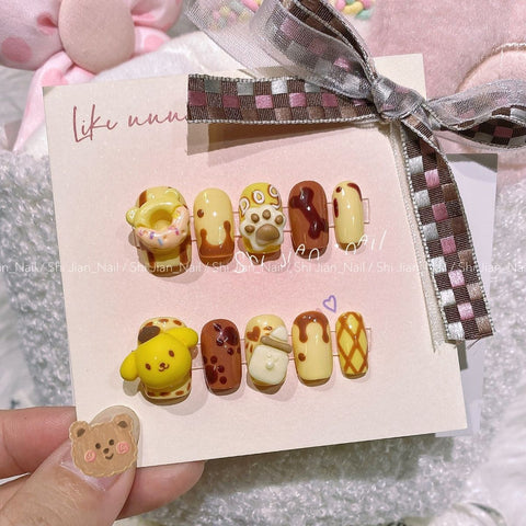 Pudding Dog Collection Wearable Nail Art Patches Short Style