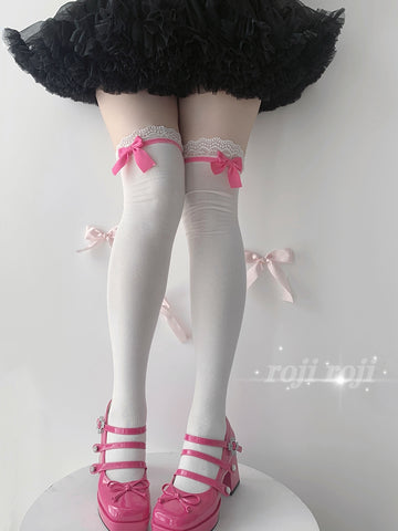 Original Doll-like Lolita Socks With Bow Knot Mid-calf socks