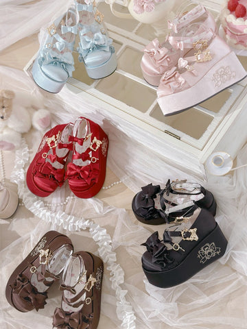 Platform-Soled Doll-Feel Satin Lolita Shoes