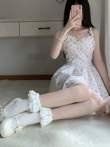 Bow rose lace lolita socks